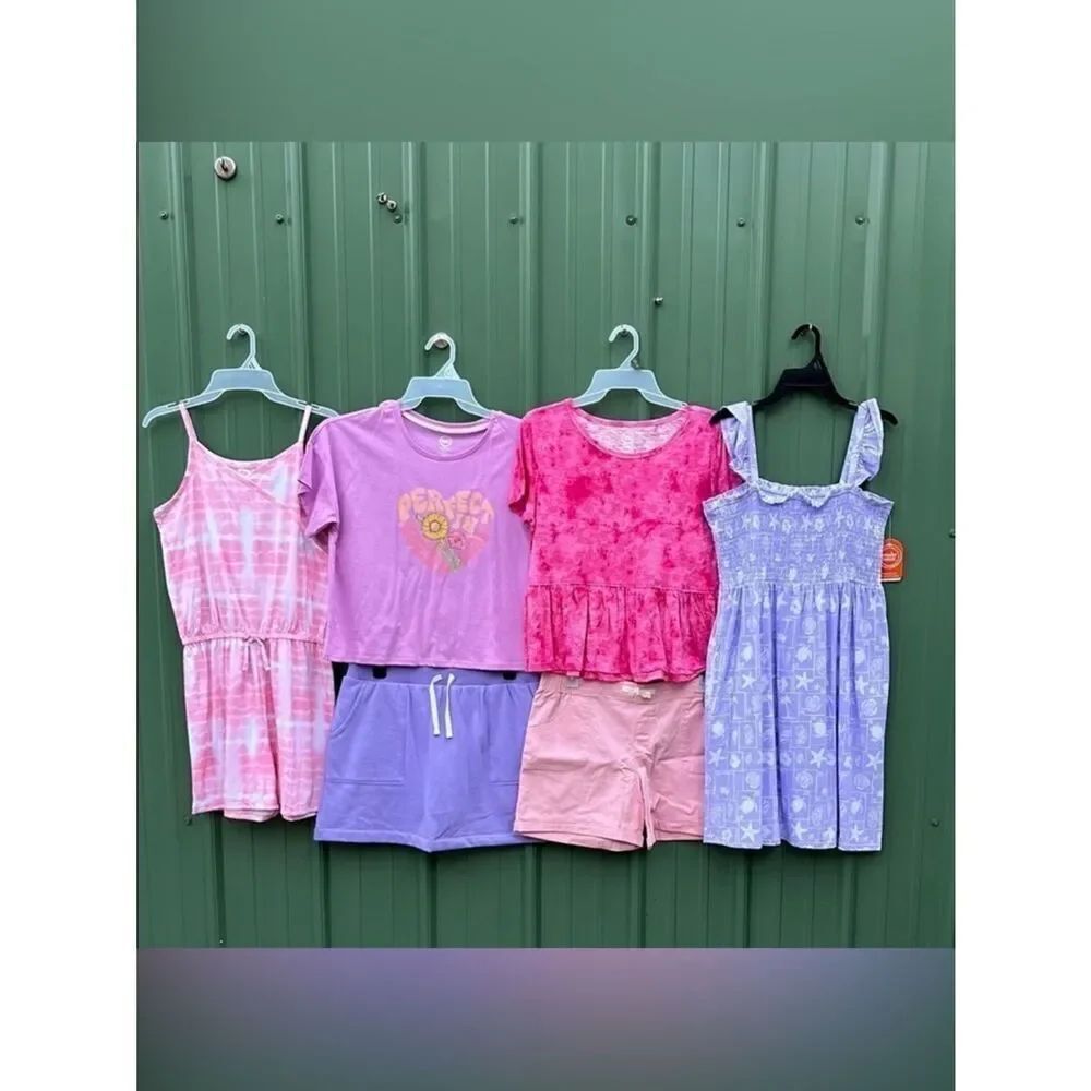 Girls Dress Romper T-Shirts, Skirt & Shorts 6-Piece Set Size XL Plus